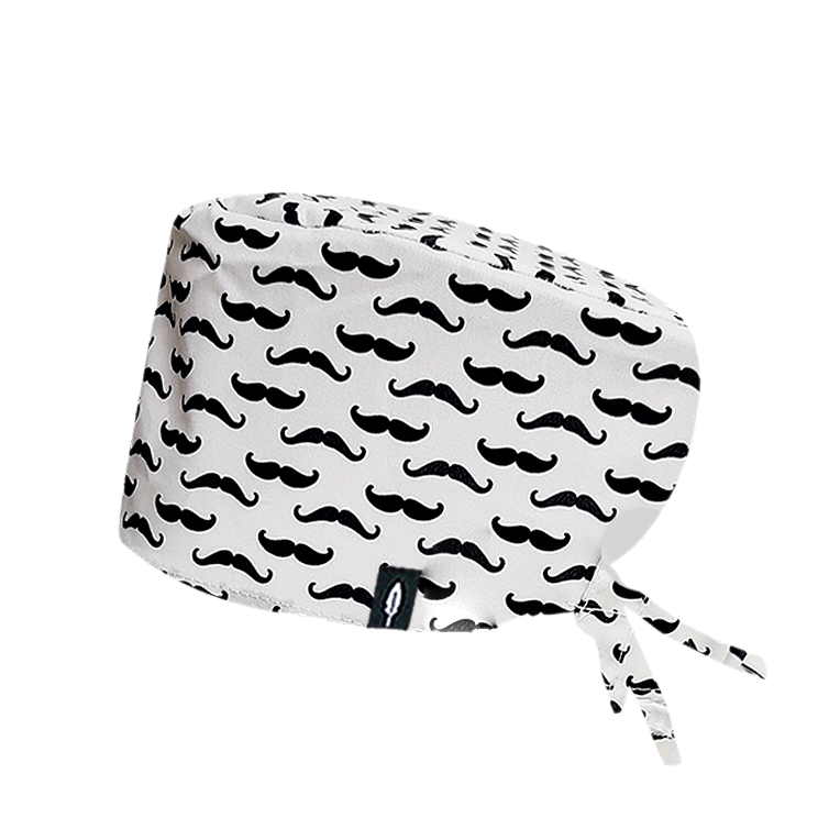 Gorro quirúrgico NOVEMBER con diseño de bigotes en apoyo a la concienciación sobre la salud masculina.