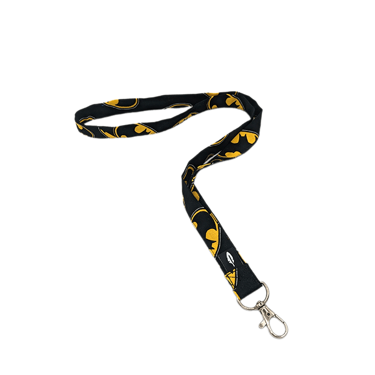 Lanyard BATMAN con diseño exclusivo del logo en colores negro y amarillo.