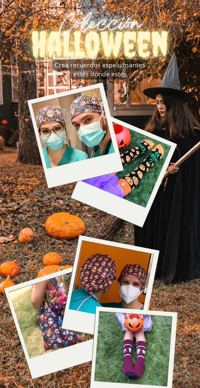 Banner de la colección Halloween de Robin Hat, con tote bags y calcetines de temática espeluznante para profesionales sanitarios.