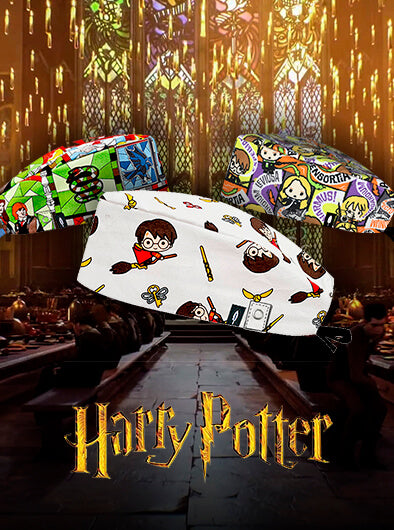 Banner de la colección Harry Potter de Robin Hat, con gorros quirúrgicos y accesorios inspirados en el universo mágico de Harry Potter.