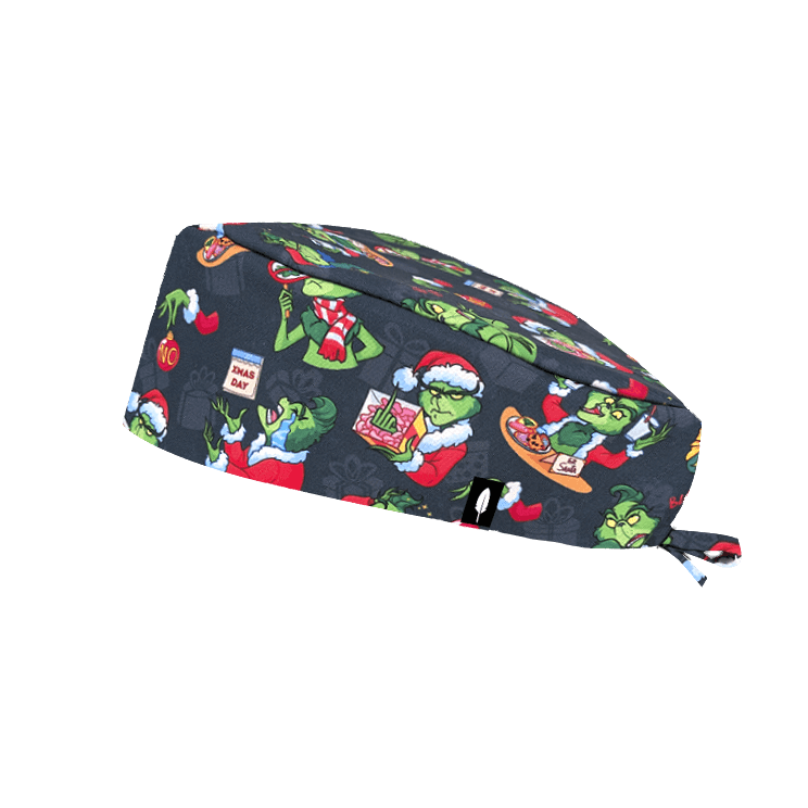 Gorro quirúrgico GRINCH de Robin Hat para Navidad. Con imágenes del Grinch, perfecto para alegrar el quirófano