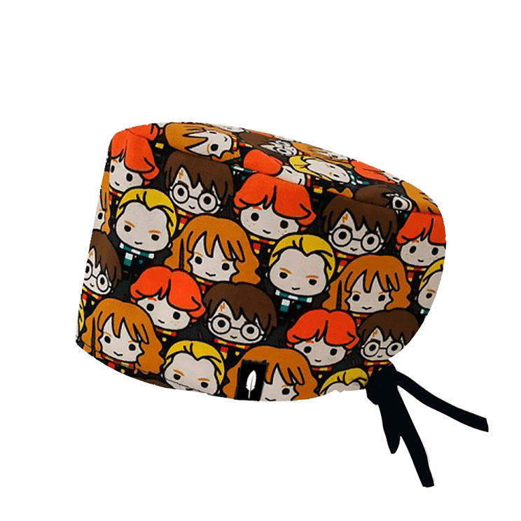 Gorro de quirófano HOGWARTS de Robin Hat para pelo largo, con un diseño único inspirado en personajes icónicos.