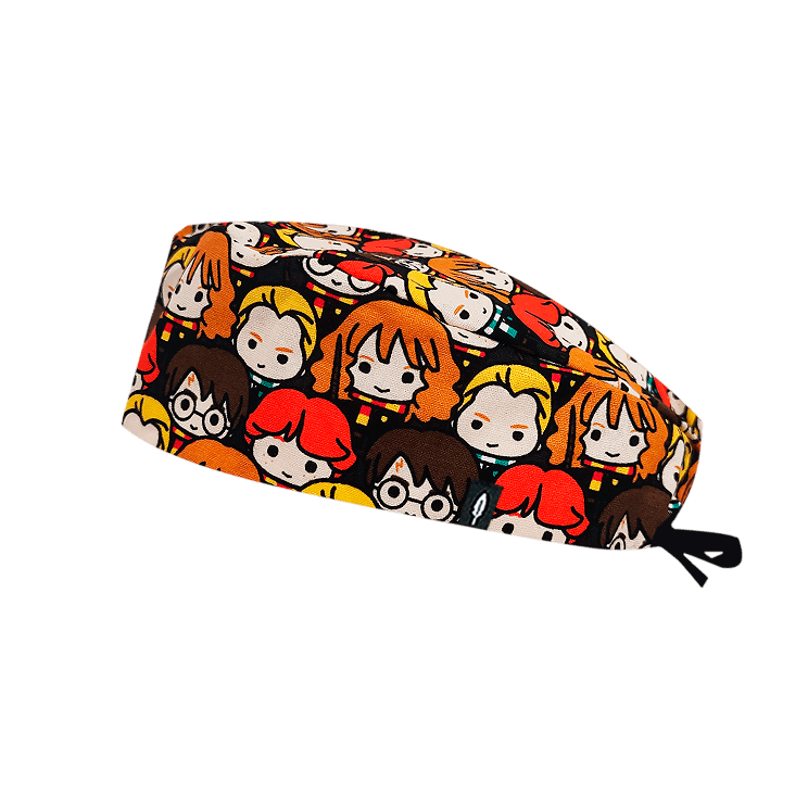 Gorro de quirófano HOGWARTS de Robin Hat para pelo largo, con un diseño único inspirado en personajes icónicos.