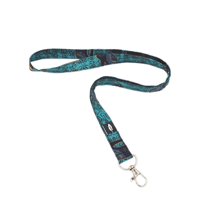 Lanyard BAST de algodón con diseño estampado colorido, ideal para profesionales sanitarios.