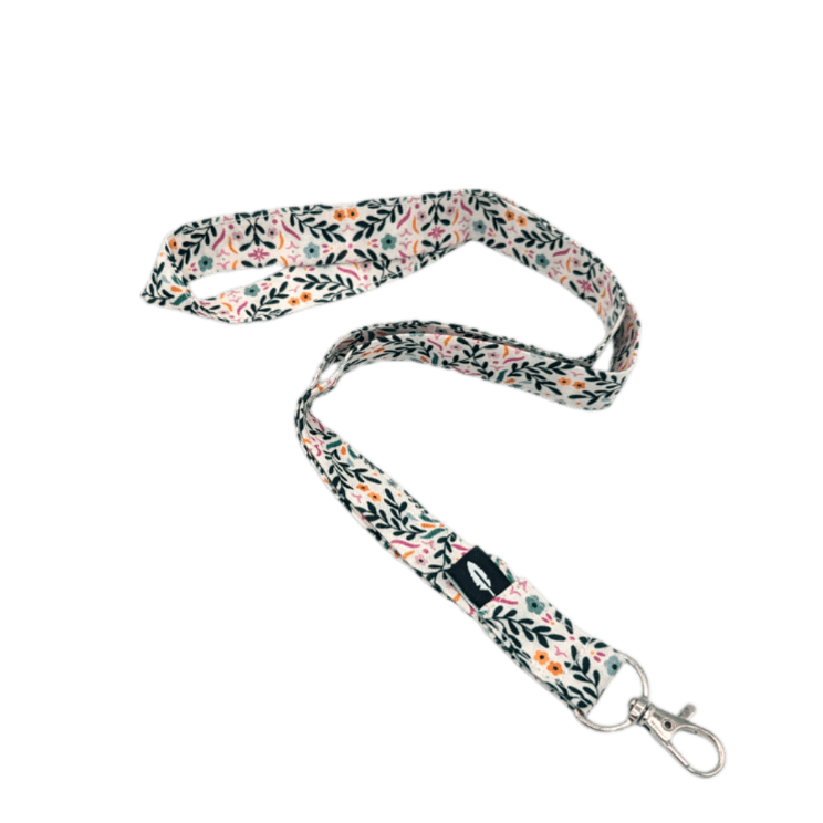 Lanyard PROVENZA de algodón con diseño floral inspirado en los paisajes tranquilos de la Provenza, ideal para profesionales sanitarios.