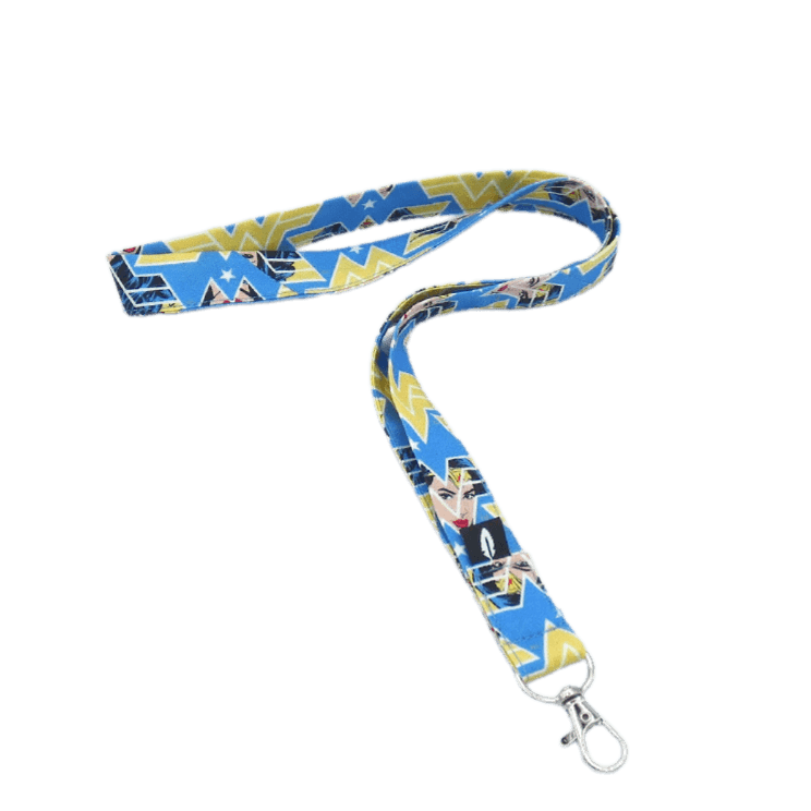 Lanyard WONDER WOMAN de algodón con un diseño heroico inspirado en la famosa superheroína, ideal para profesionales sanitarios.