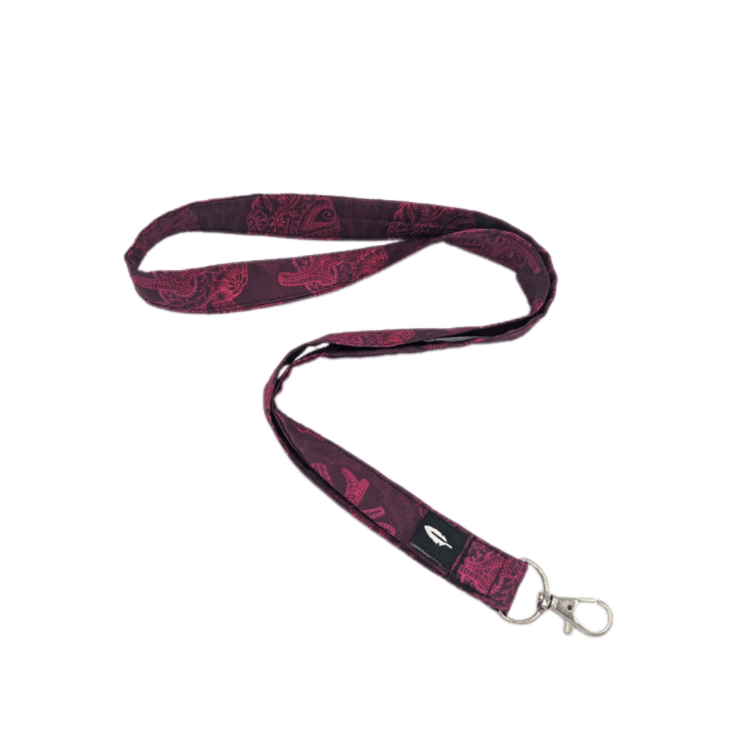 Lanyard HENNA de poliéster con un diseño inspirado en patrones artísticos de henna, ideal para profesionales sanitarios.