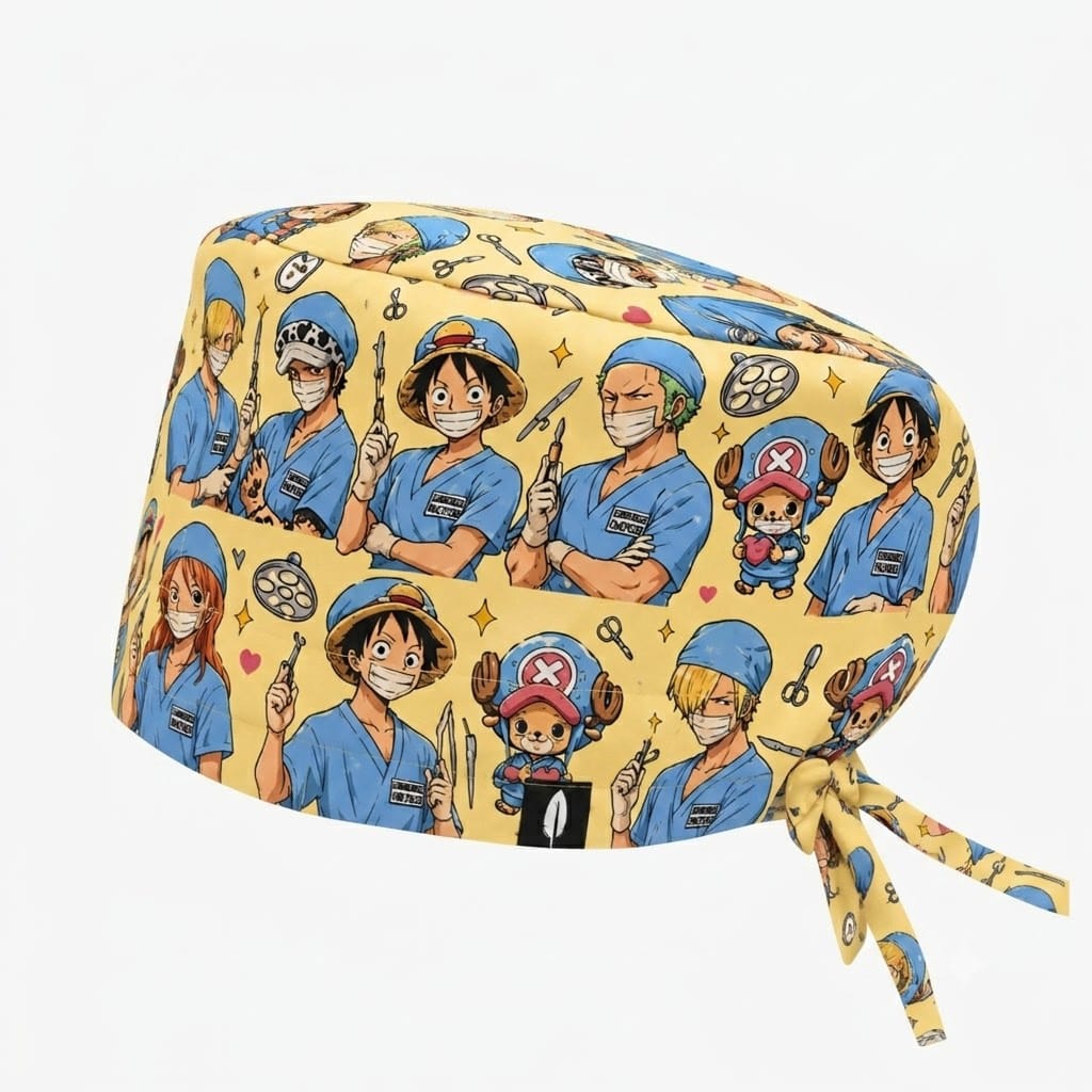 ONE PIECE , gorro de quirófano para pelo largo de alta calidad, con imágenes inspiradas en los personajes y la medicina.