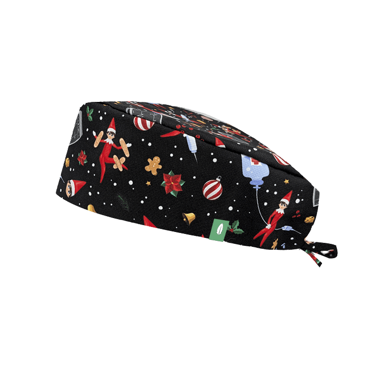 Con un diseño con divertidos Elfos traviesos este gorro te permitirá destacar en cualquier quirófano.