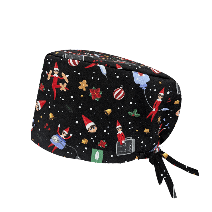 Con un diseño con divertidos Elfos traviesos este gorro te permitirá destacar en cualquier quirófano.