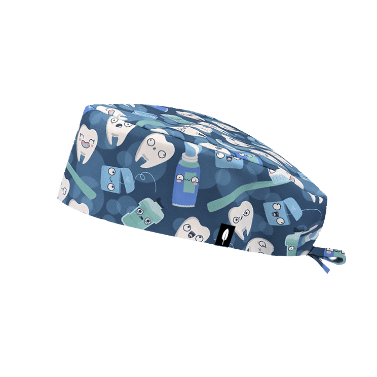 Descubre el gorro quirúrgico Kawaii Teeth de Robin Hat, ideal para odontólogos. Confeccionado en poliéster transpirable con un divertido diseño kawaii de dientes. 