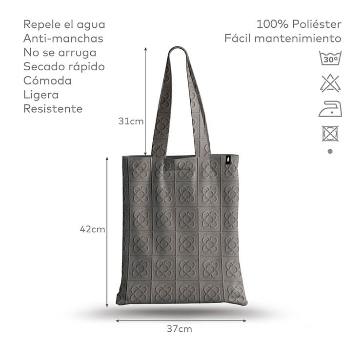 Tote Bag de Robin Hat con diseño inspirado en los mosaicos y la arquitectura modernista de Barcelona, ideal para cualquier ocasión. Resistente al agua y anti-manchas.